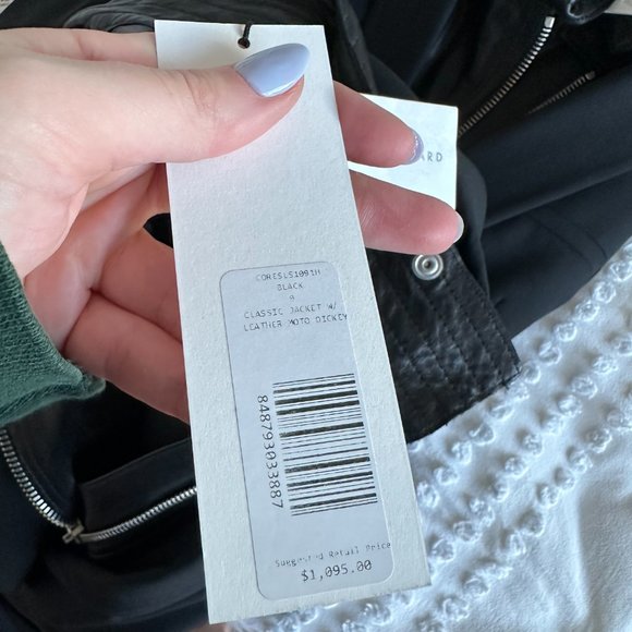 NWT Veronica Beard Classic Jacket w/ Leather Moto Dickey 2-pc Set Sz 0 Black - Picture 6 of 11